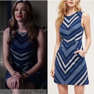 Anthro Maeve Antonia Blue Chevron Stripe Dress 6P